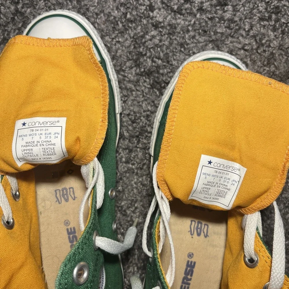 Converse All Star Green Yellow Canvas‎ Hightop Men's Size 5 W/7 Vintage 2004